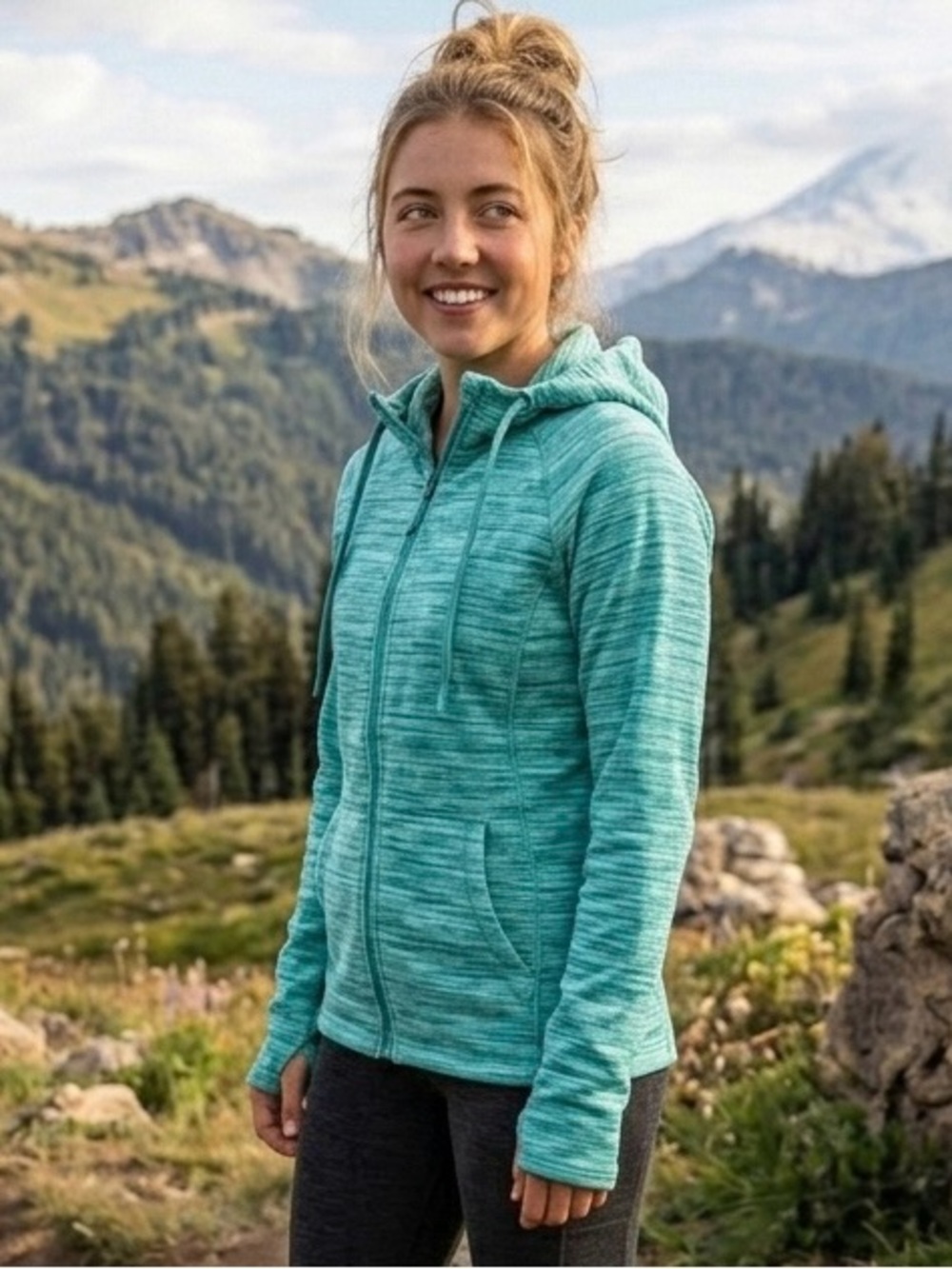 The North Face Aqua / Teal Mezzaluna Novelty Full Zip Hoodie Winter Outdoor Cozy